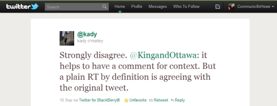 kady on RTs exchange about retweets with @kady