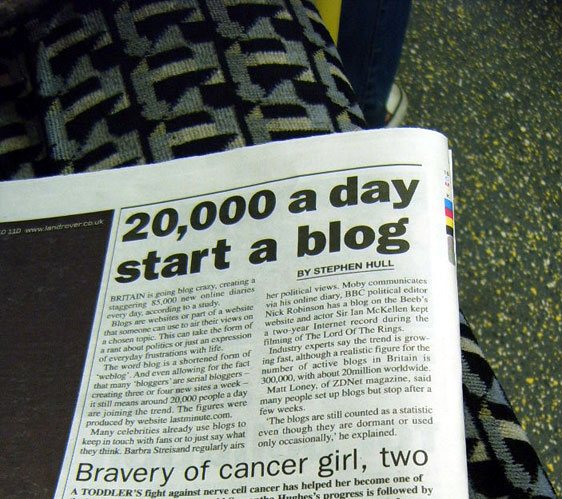Blogging headline in newspaper Blogging headline in newspaper